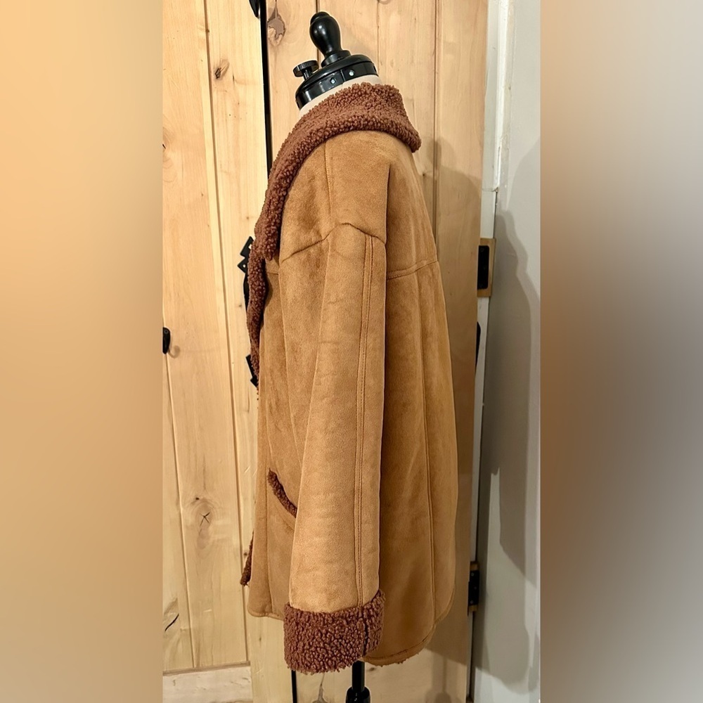 Free People Diogo Shearling Suede Sherpa Jacket Coat XS EUC - Picture 8 of 15